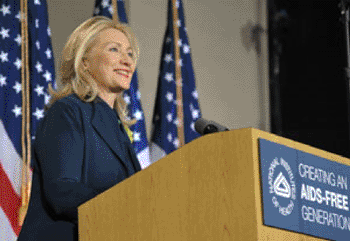 Image: Secretary of State Hillary Rodham Clinton speaking at the NIH event (Photo courtesy of NIH).